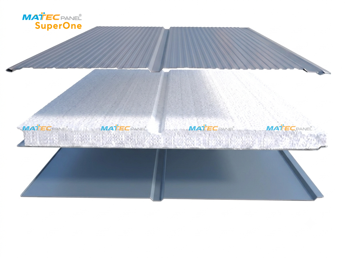 Cấu tạo 3 lớp Tôn - Xốp - Tôn của tấm panel vách tường ngoài